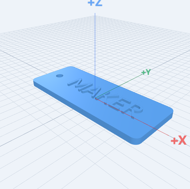 Raised & Engraved Text Badge: compiled 3D model
